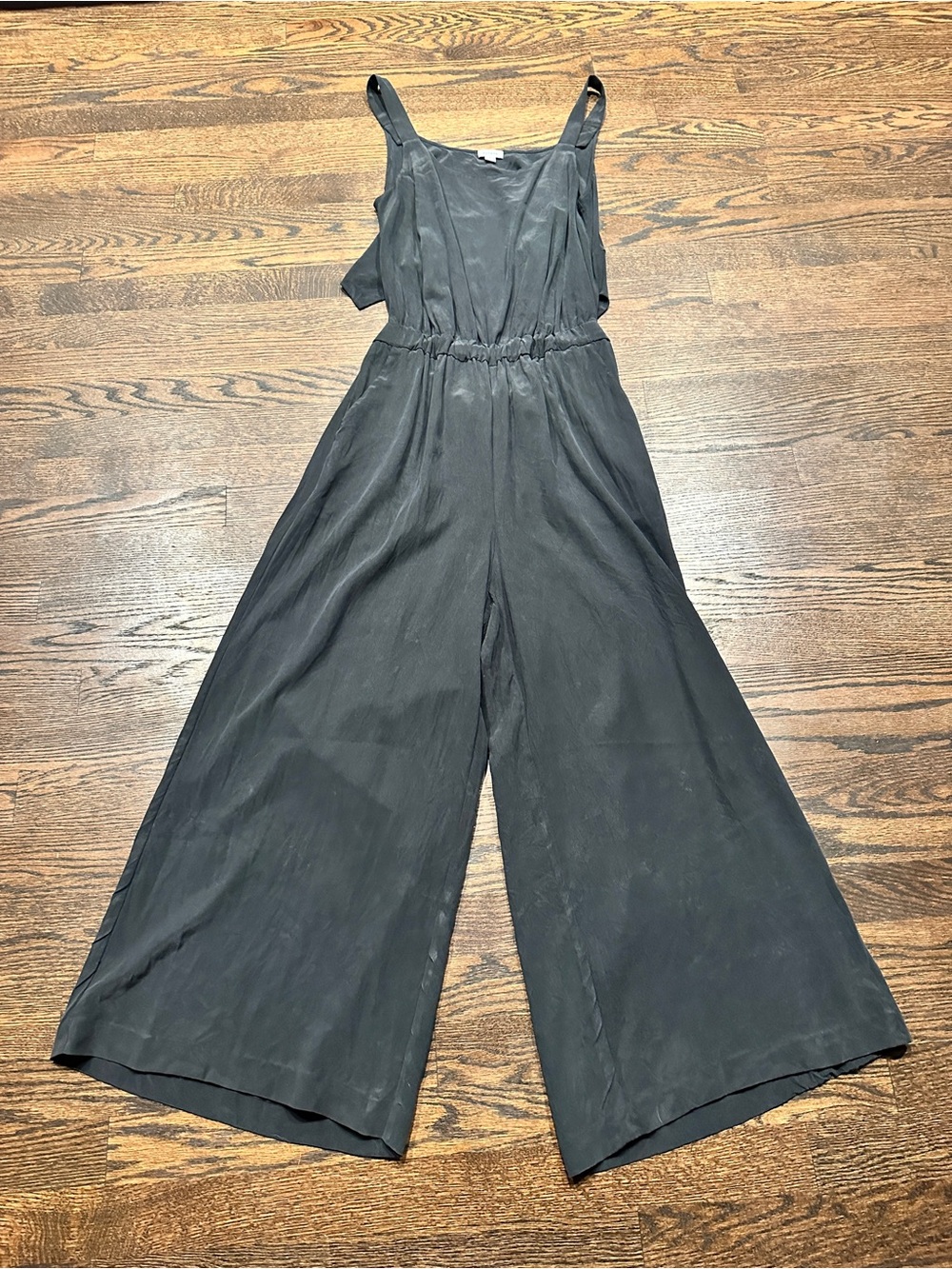 Cuyana Black Wide-Leg Sleeveless Jumpsuit - 100% Silk